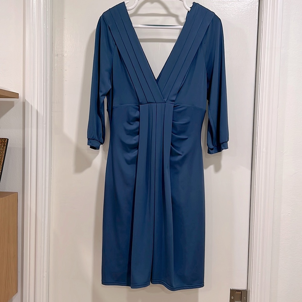 BCBGMaxAzaria dusty blue cocktail dress (size L)